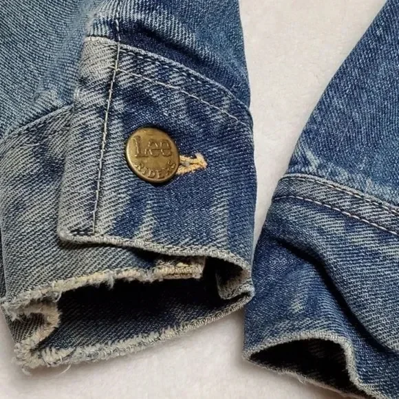 1960s Vintage Lee Sanforized 101-J USA Union Made Distressed Denim Jacket - Picture 6 of 16